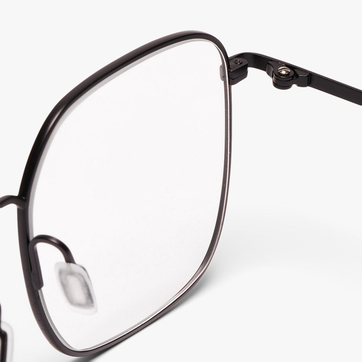 Black metal frame glasses close-up