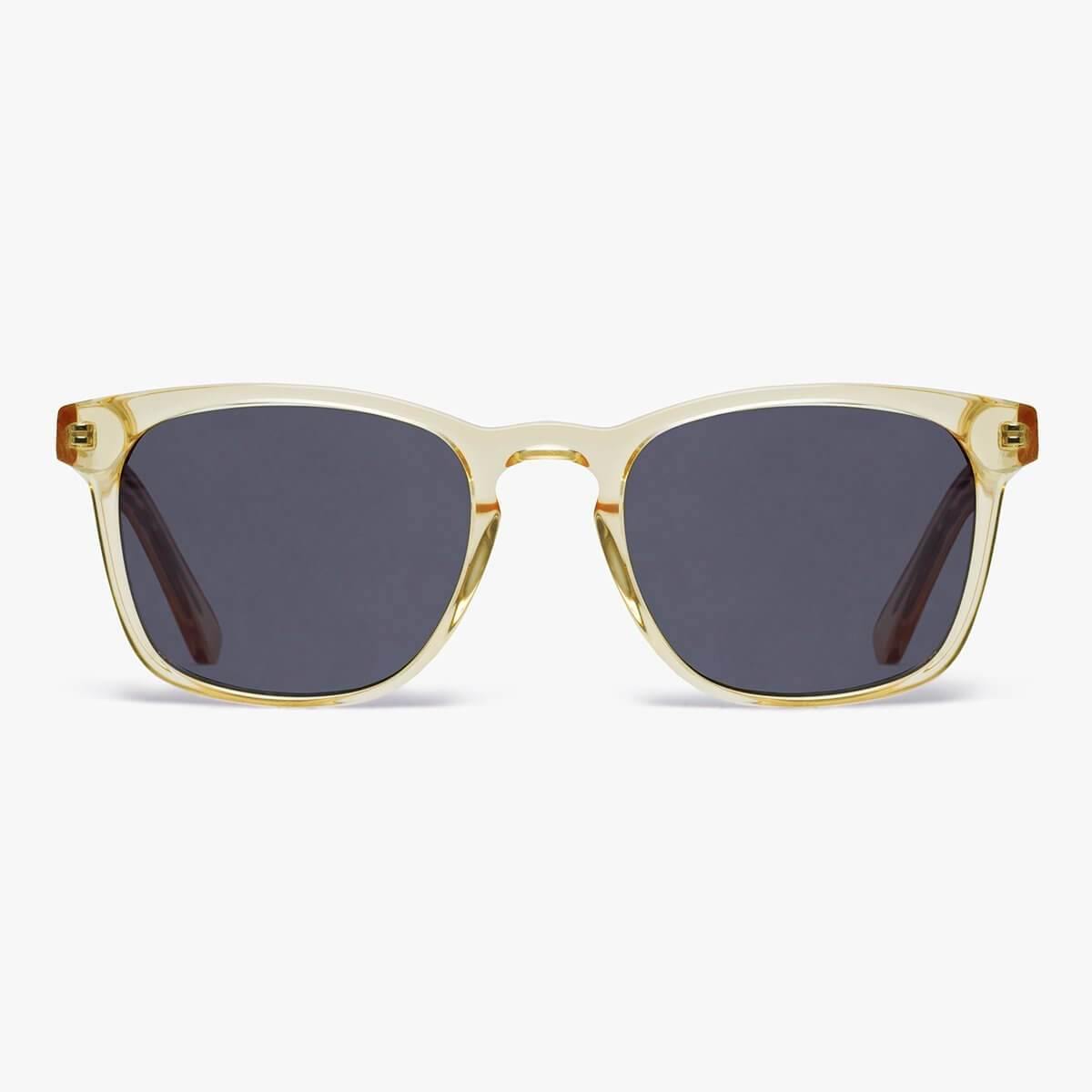 Square crystal lemon sunglasses with dark lenses