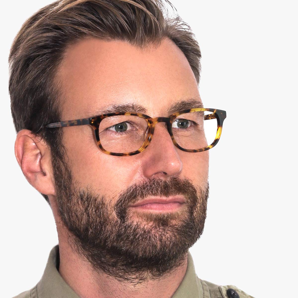 Person wearing Devon Light Turtle glasses