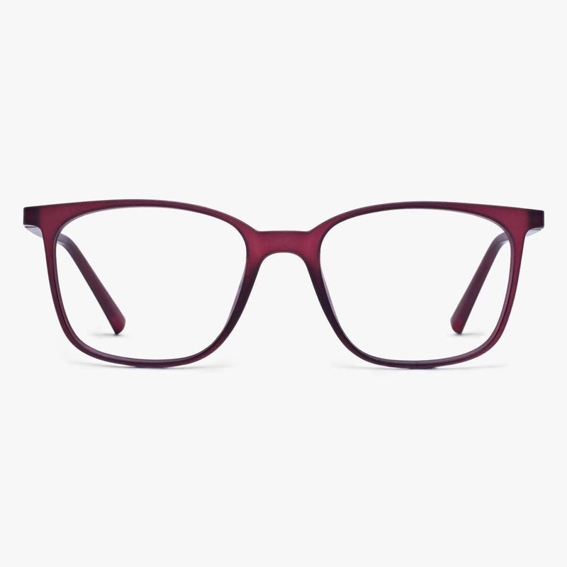 Fyn Red rectangular burgundy glasses with sleek frame