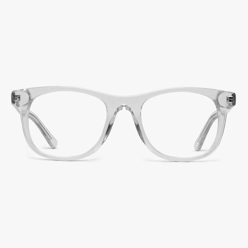 Clear crystal reading glasses with a sleek modern design