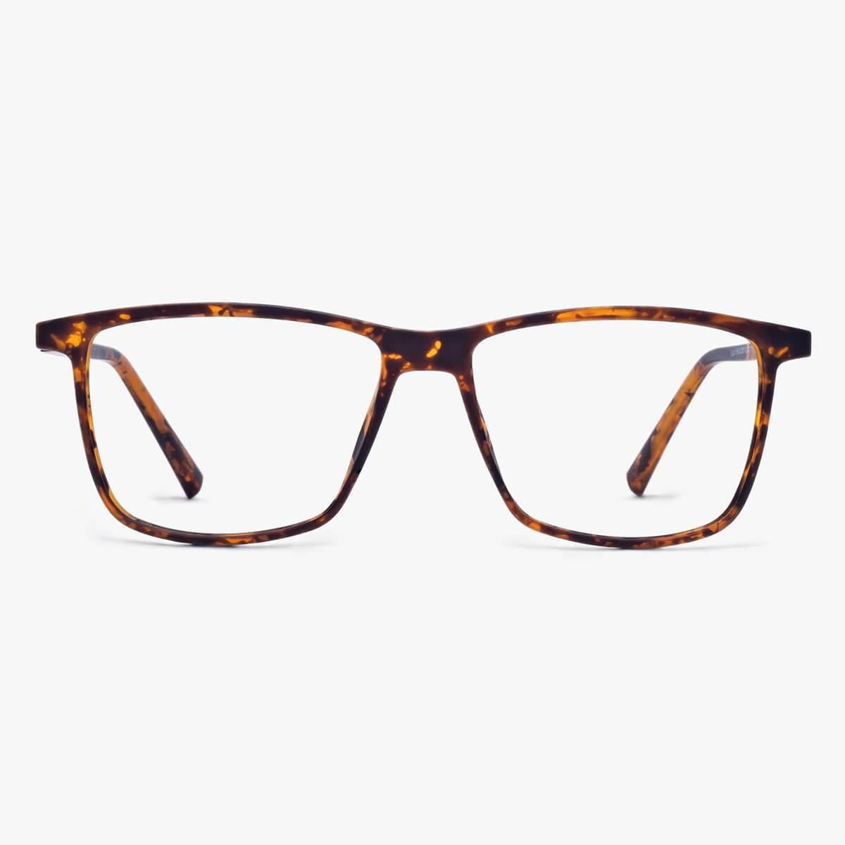 Men's tortoise square eyewear with brown pattern