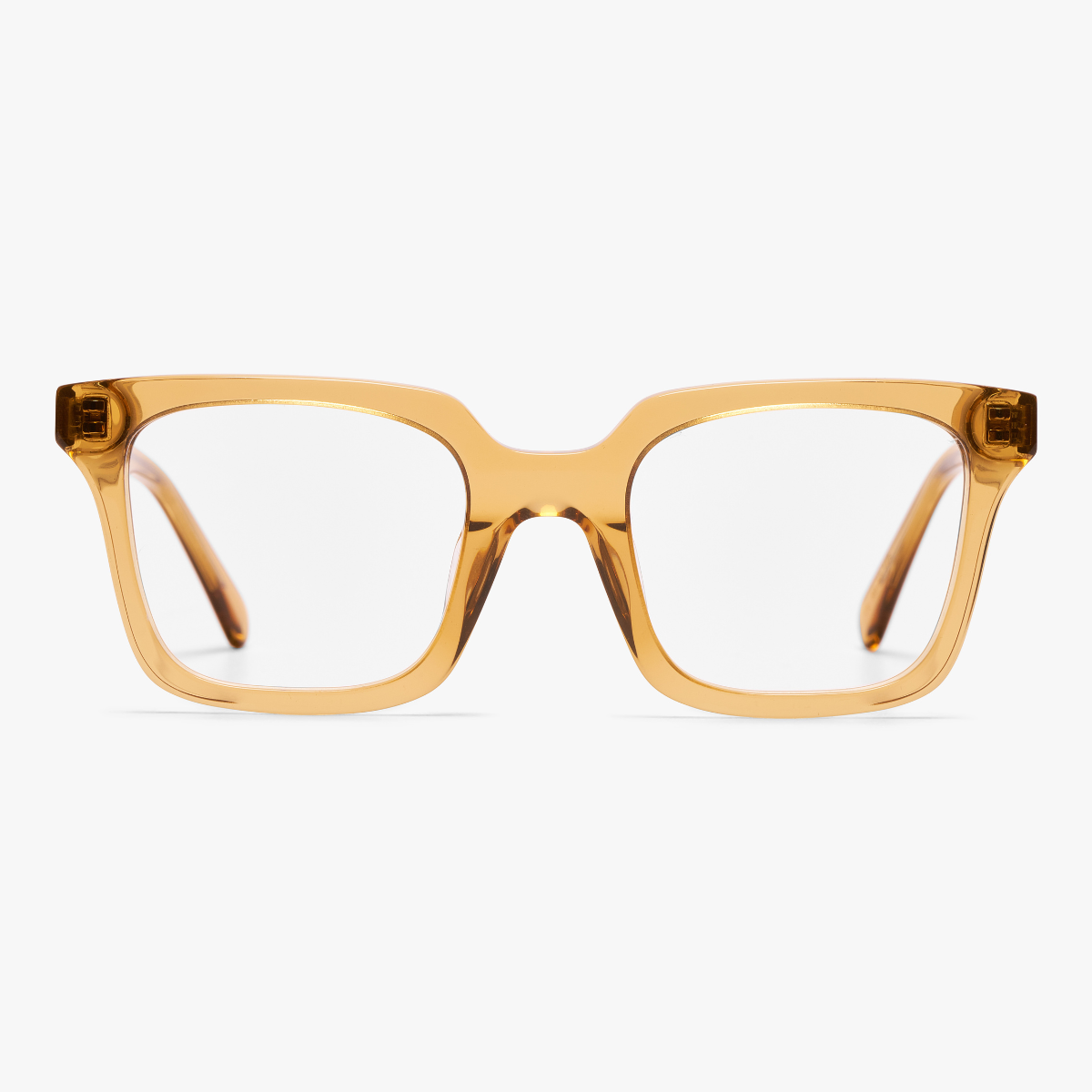 Men's crystal caramel reading glasses with rectangular frames