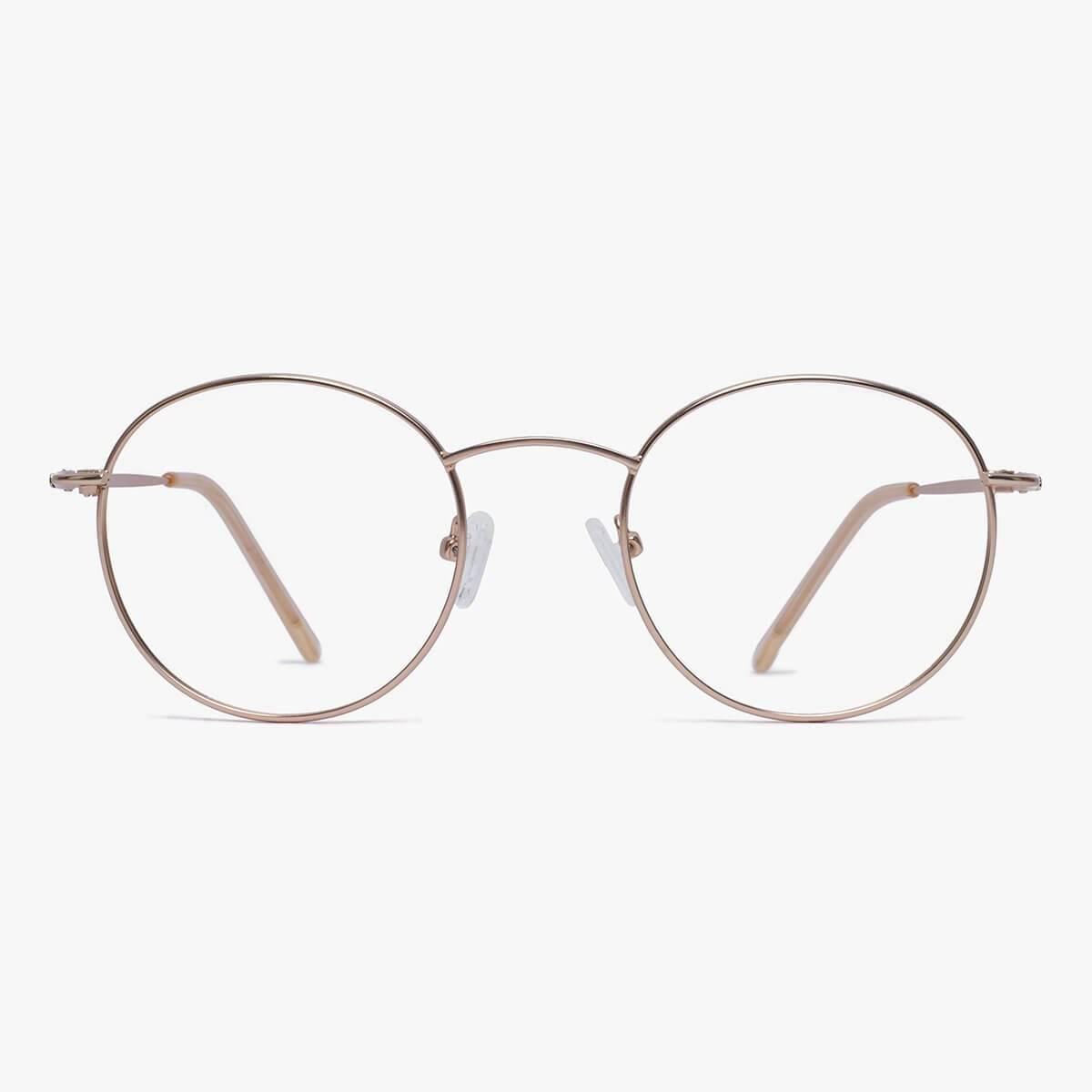 Round gold glasses with thin metal frame