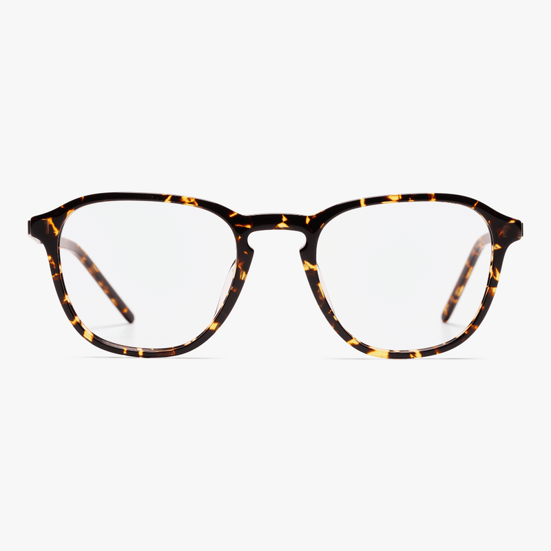 Rønne Dark Turtle glasses with tortoiseshell pattern and rounded square frames