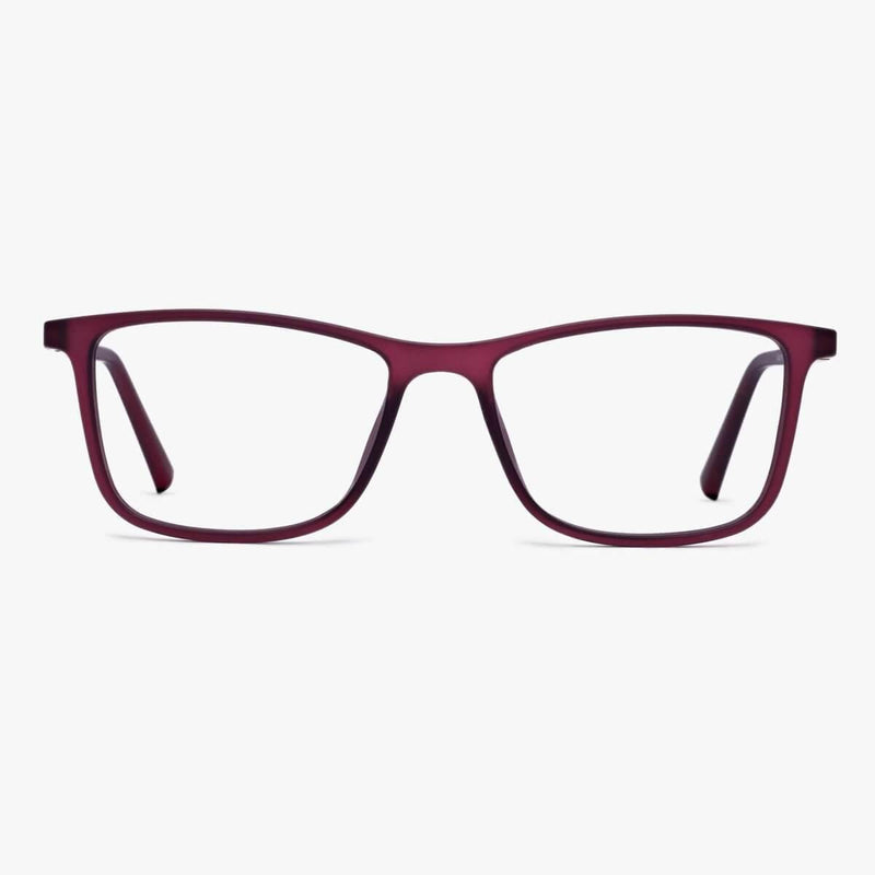 Skagen Red rectangular reading glasses in burgundy