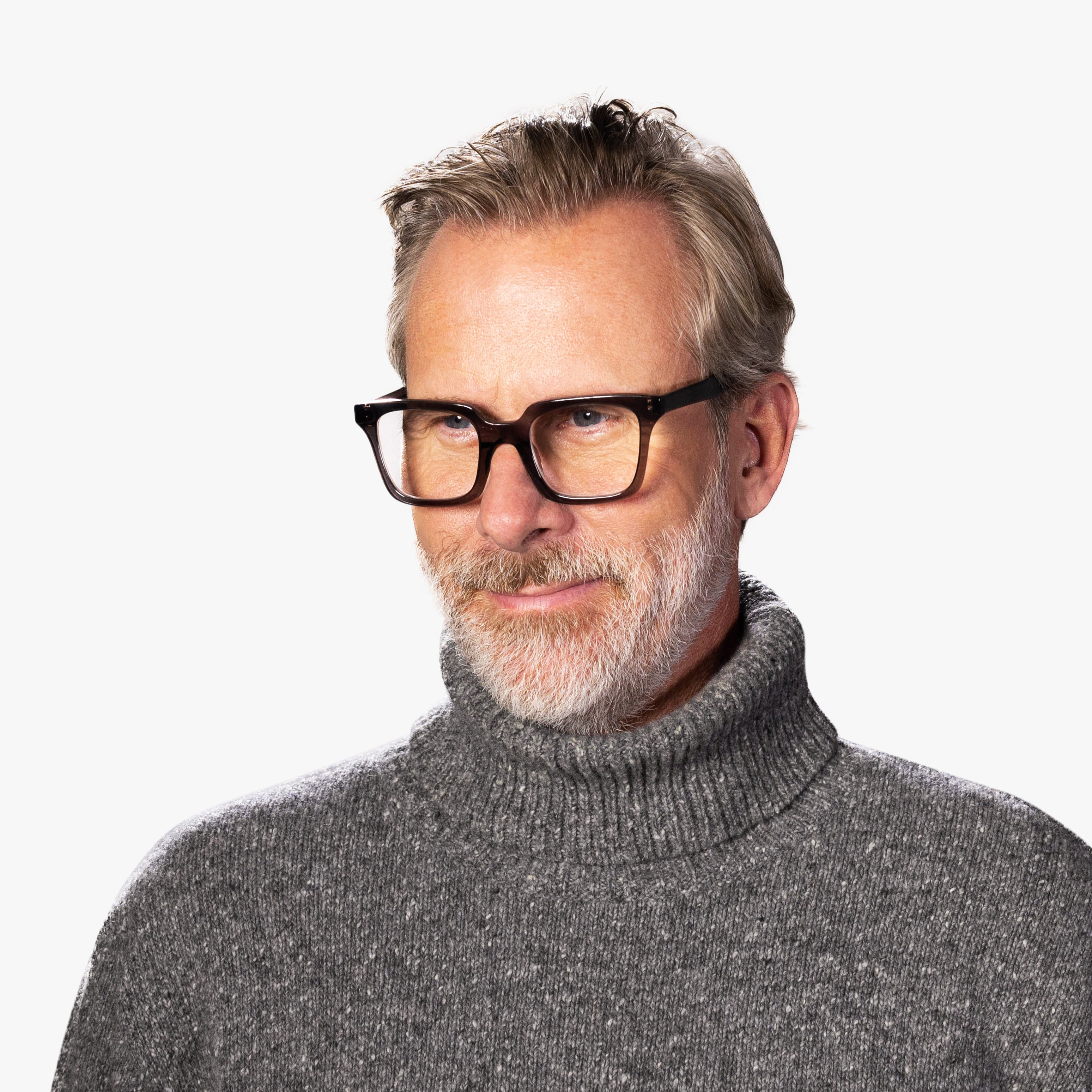 Person wearing Tisvilde Crystal Grey glasses