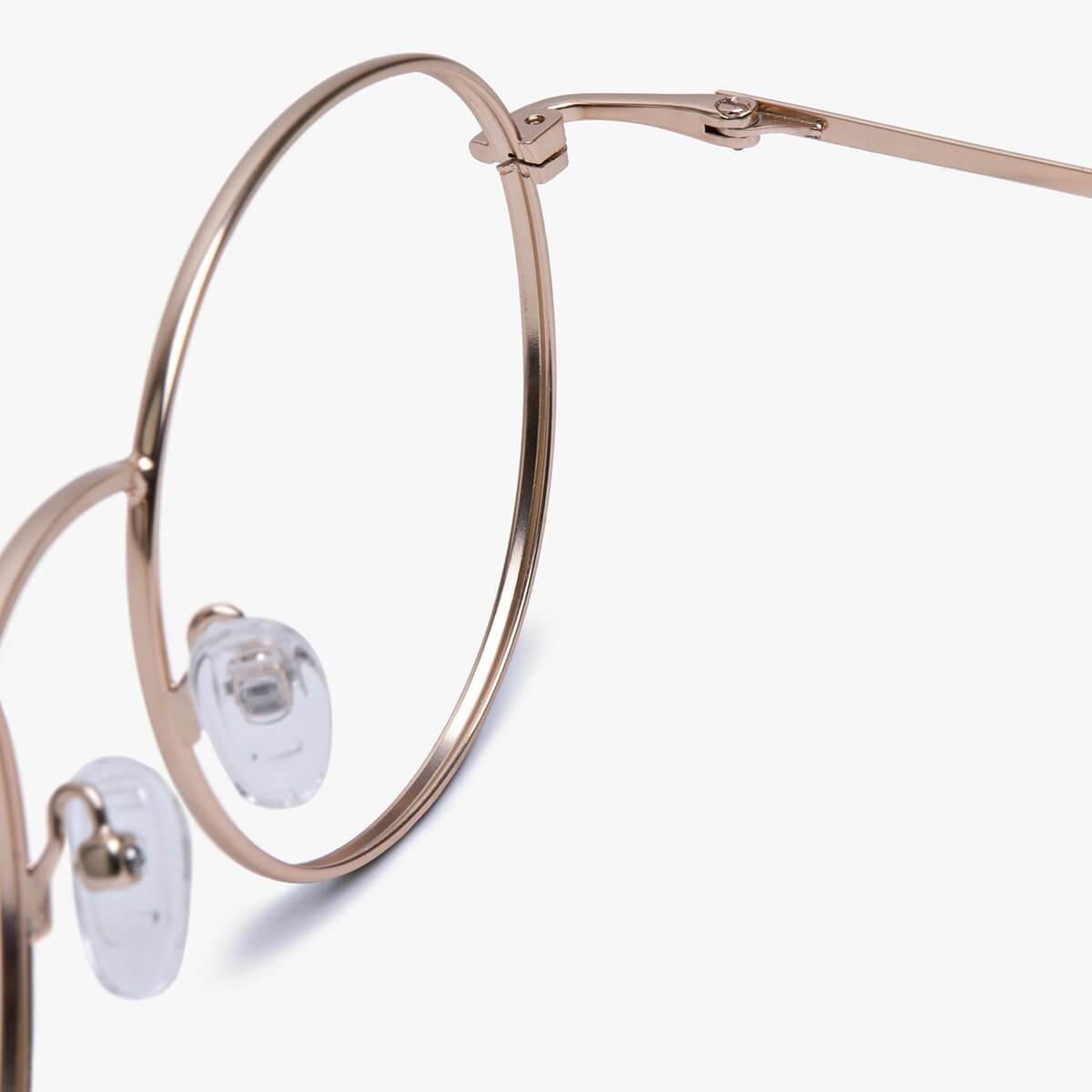 Tromsø Gold round gold metal glasses with clear nose pads