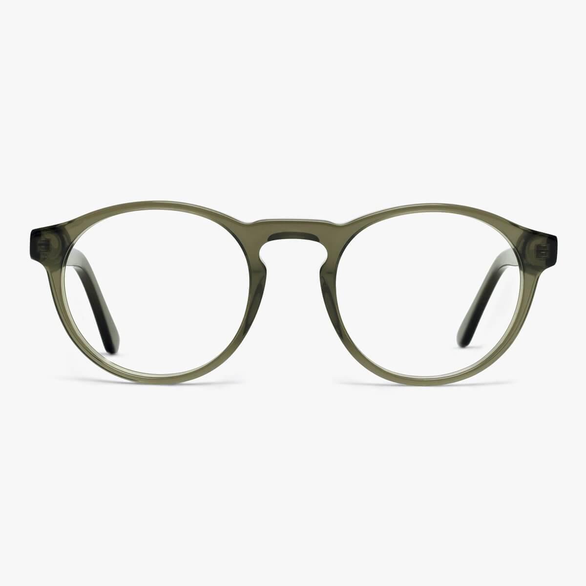 Trondheim Shiny Olive round olive green eyeglasses frame