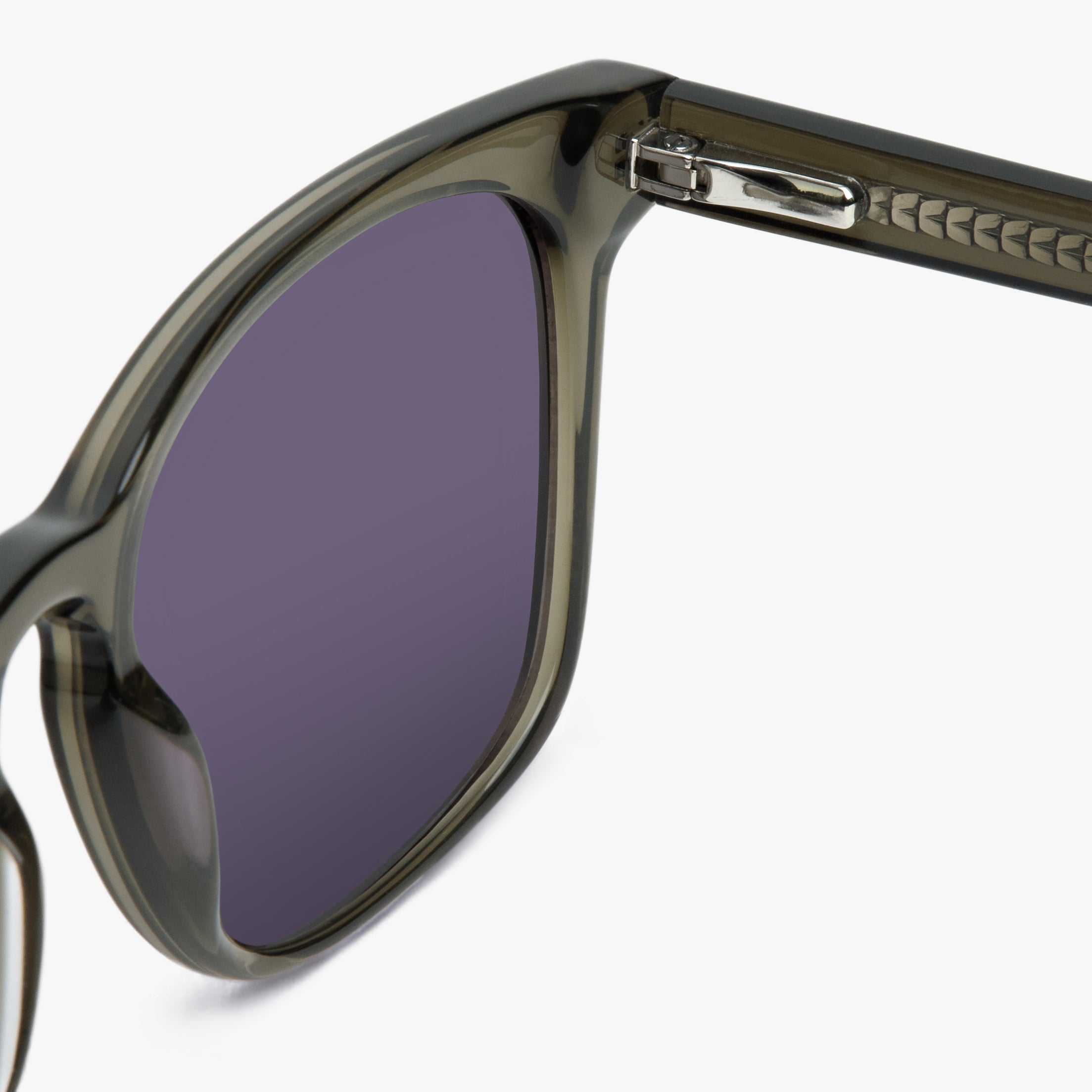 Women's Bornholm shiny olive sunglasses with purple lenses