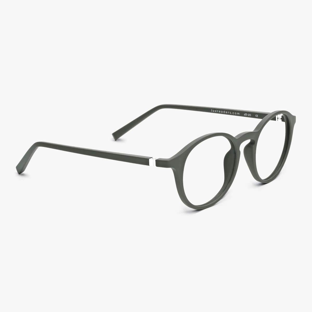Women's Læsø Dark Army round glasses with metal temples