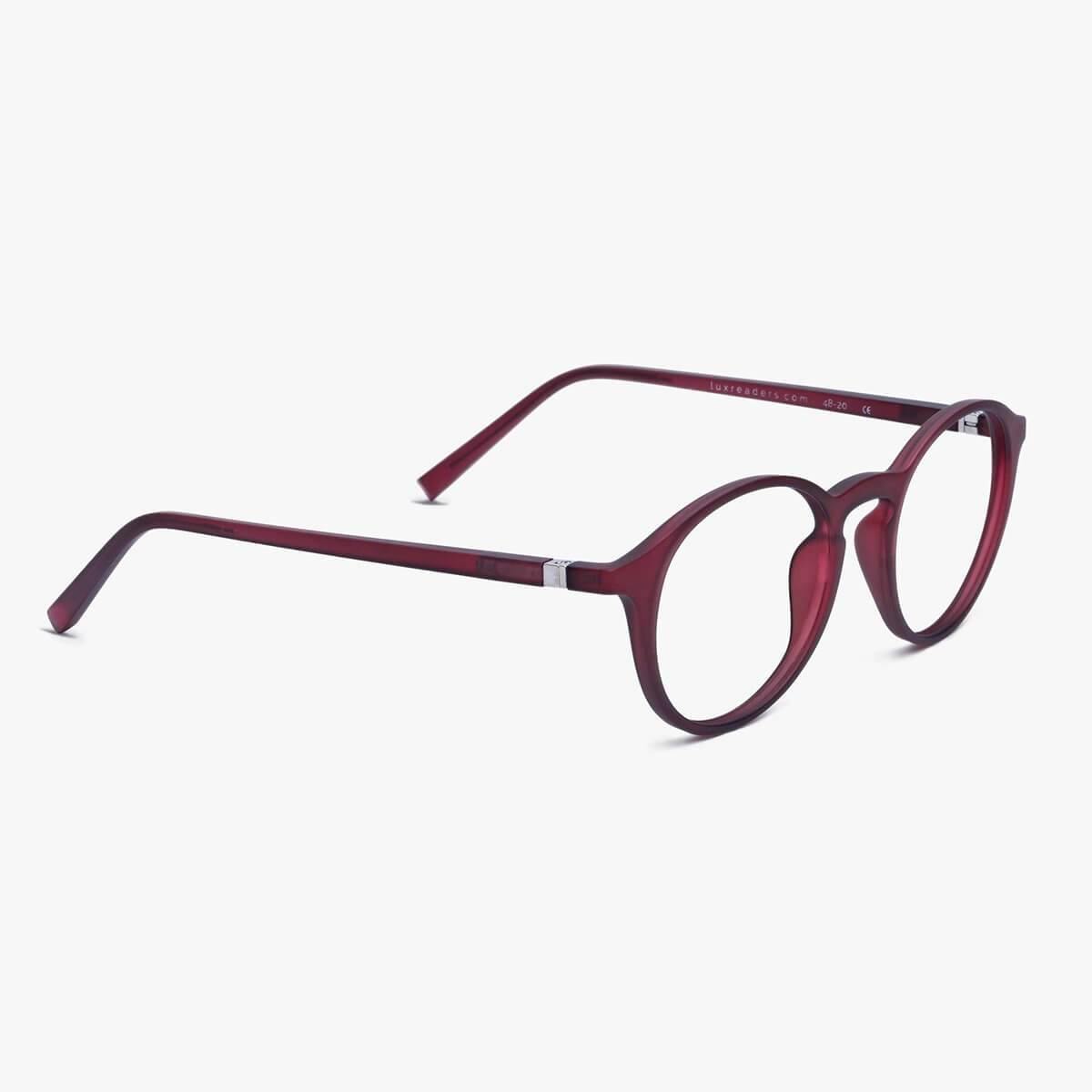 Women's Læsø Red reading glasses by Luxreaders with round red frames