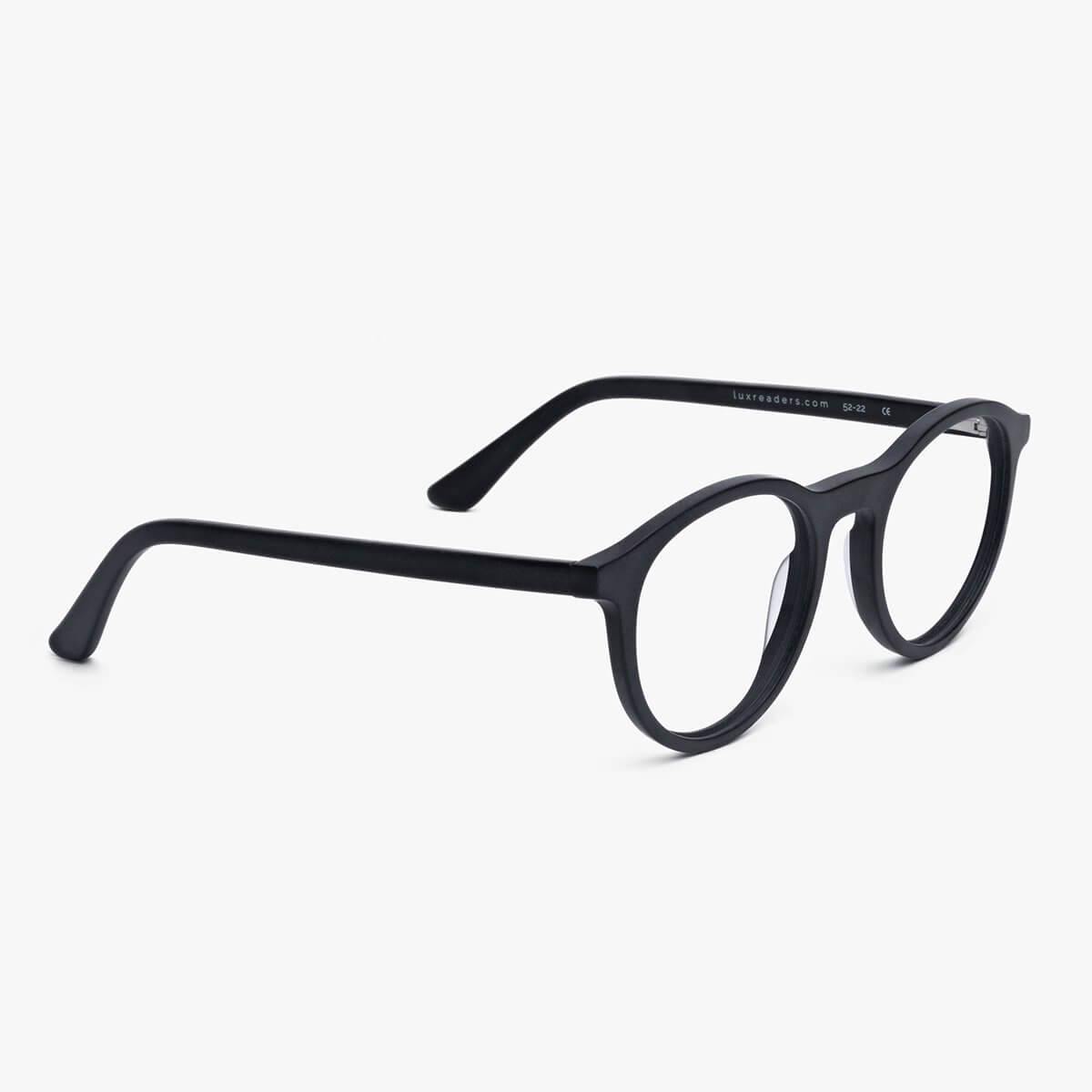 Women's Løkken black round reading glasses by Luxreaders