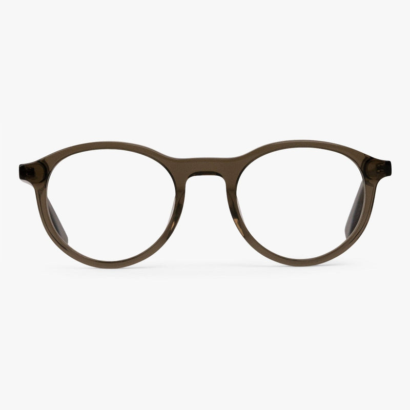 Round shiny olive reading glasses