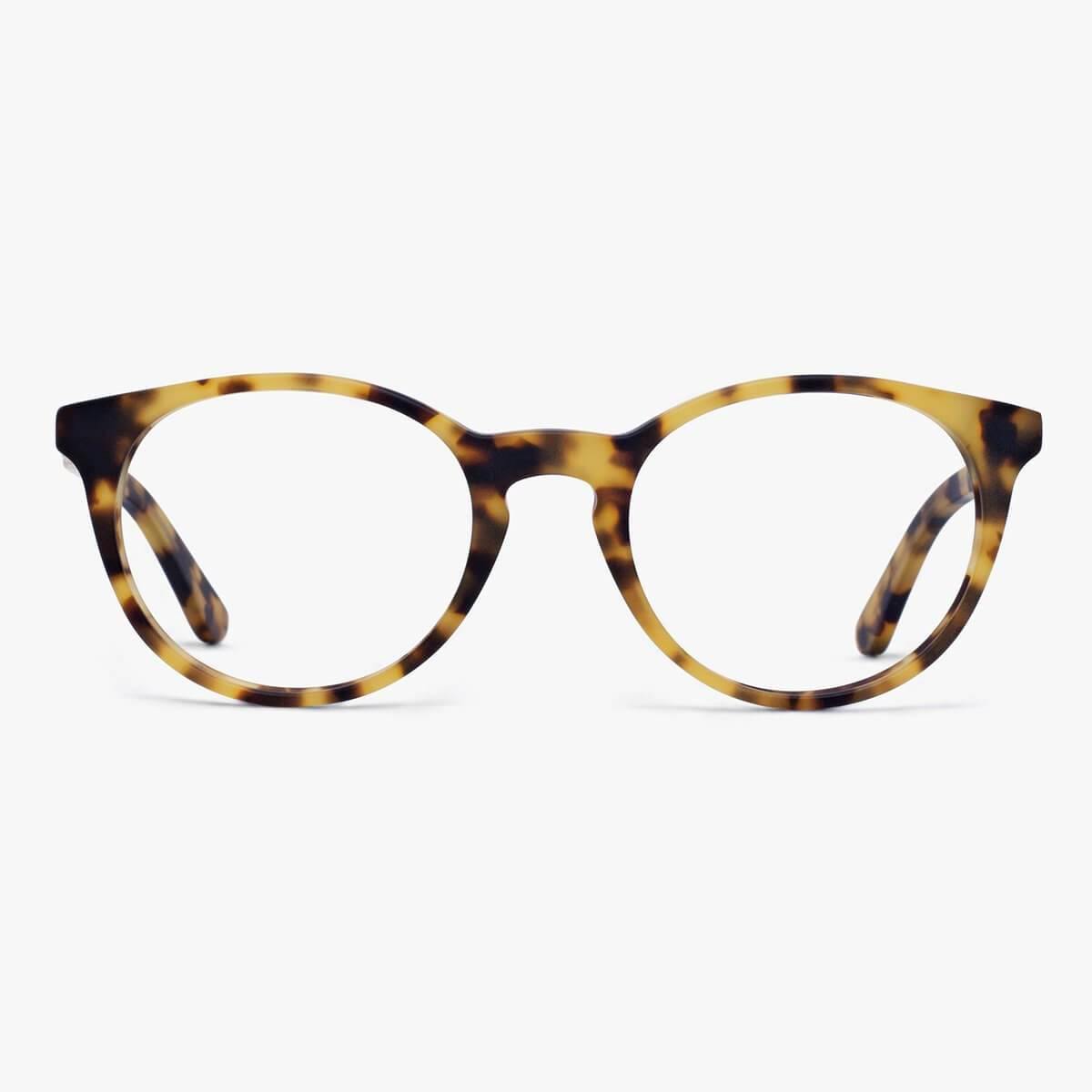 Tortoise round reading glasses front view