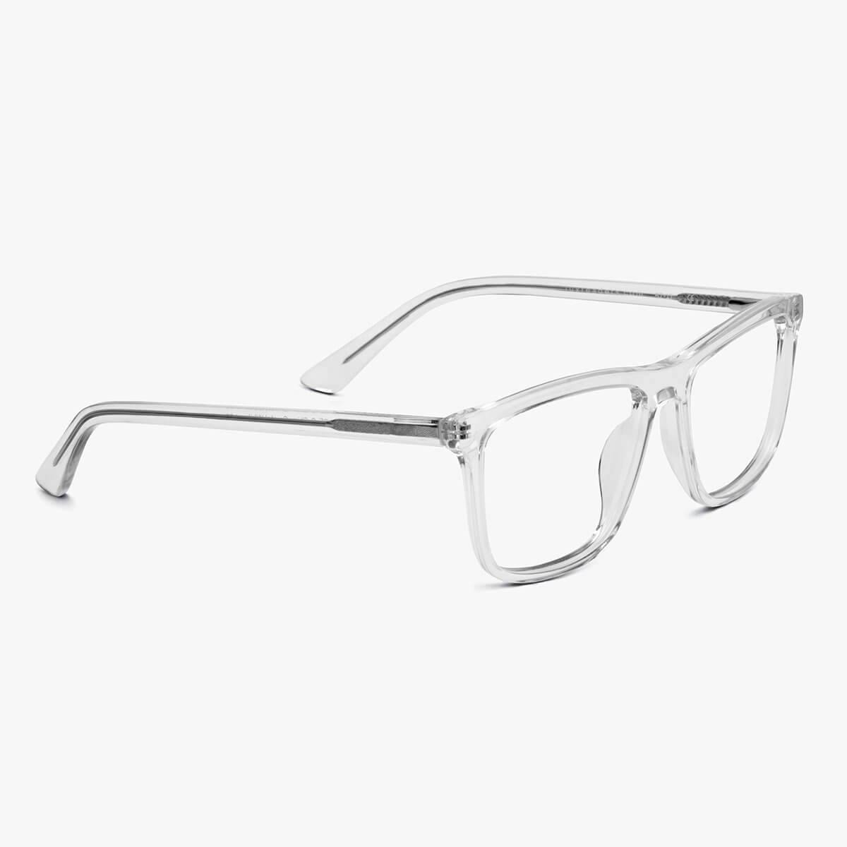 Clear crystal white reading glasses with rectangular frames
