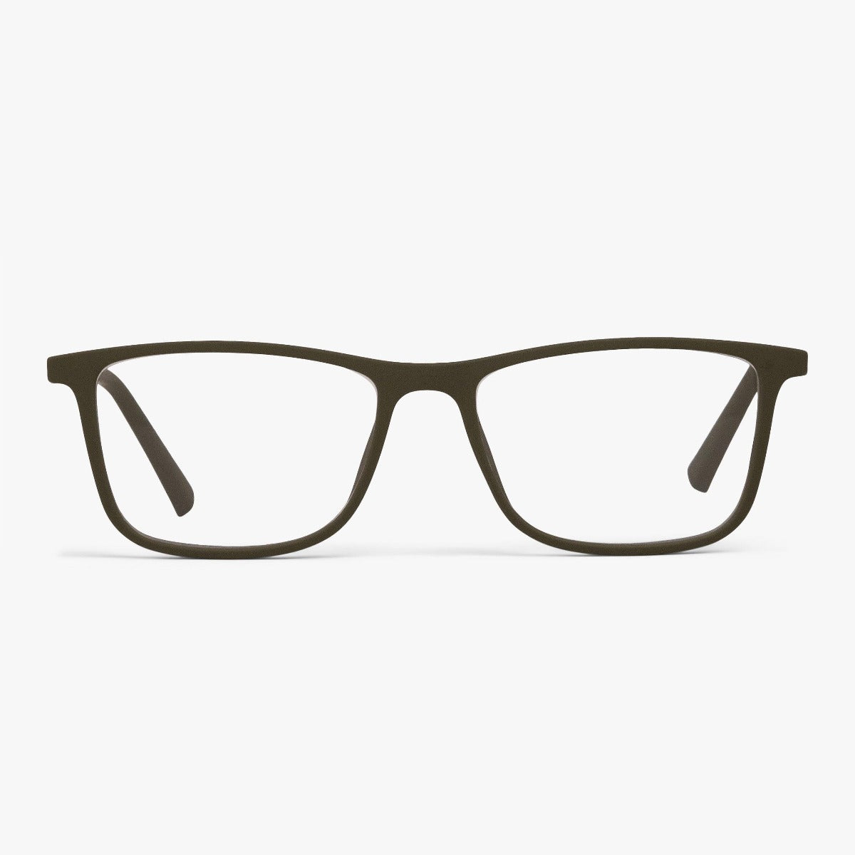 Women's Skagen Dark Army rectangular eyeglasses in dark olive color