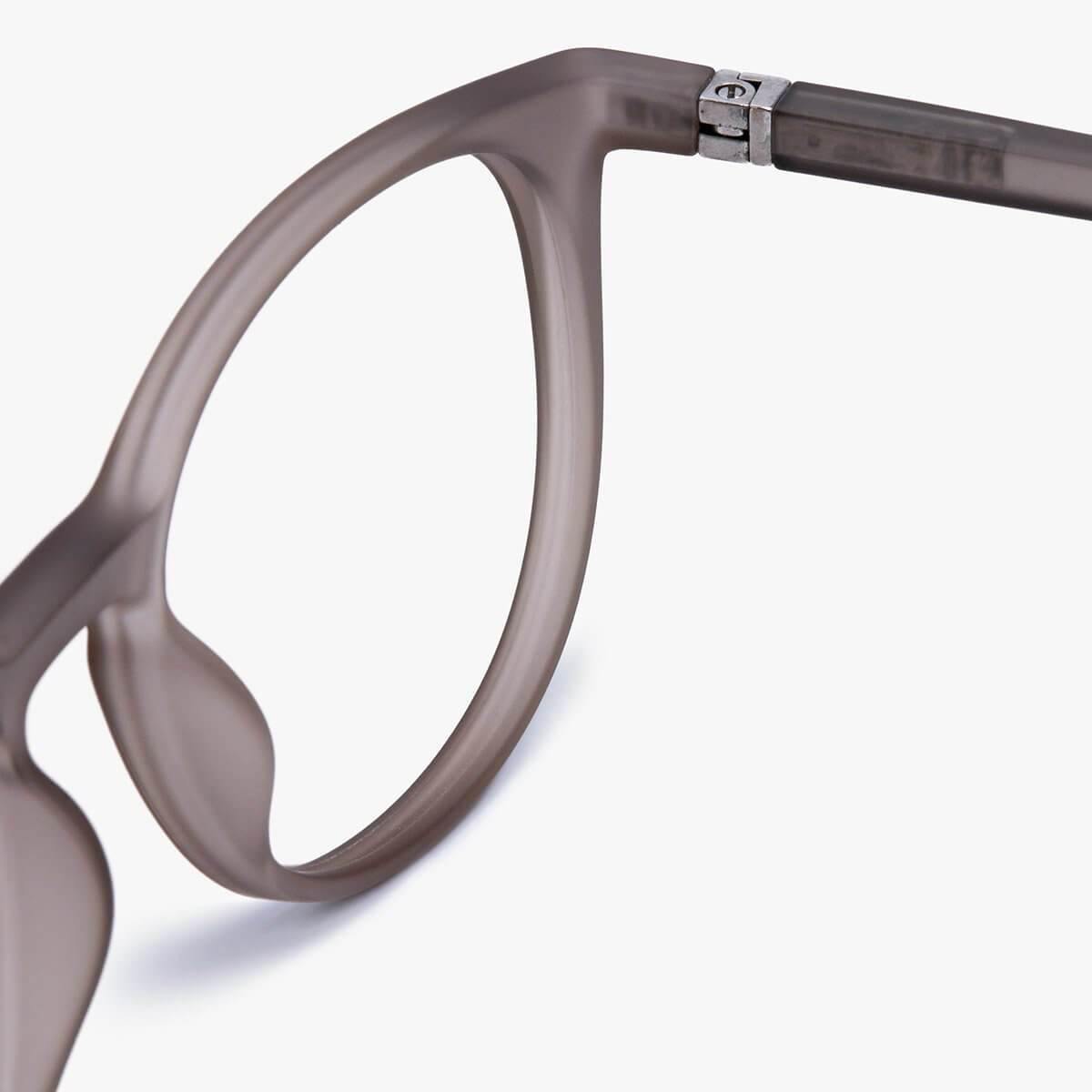 Women's Stockholm grey glasses with a matte finish and round frames