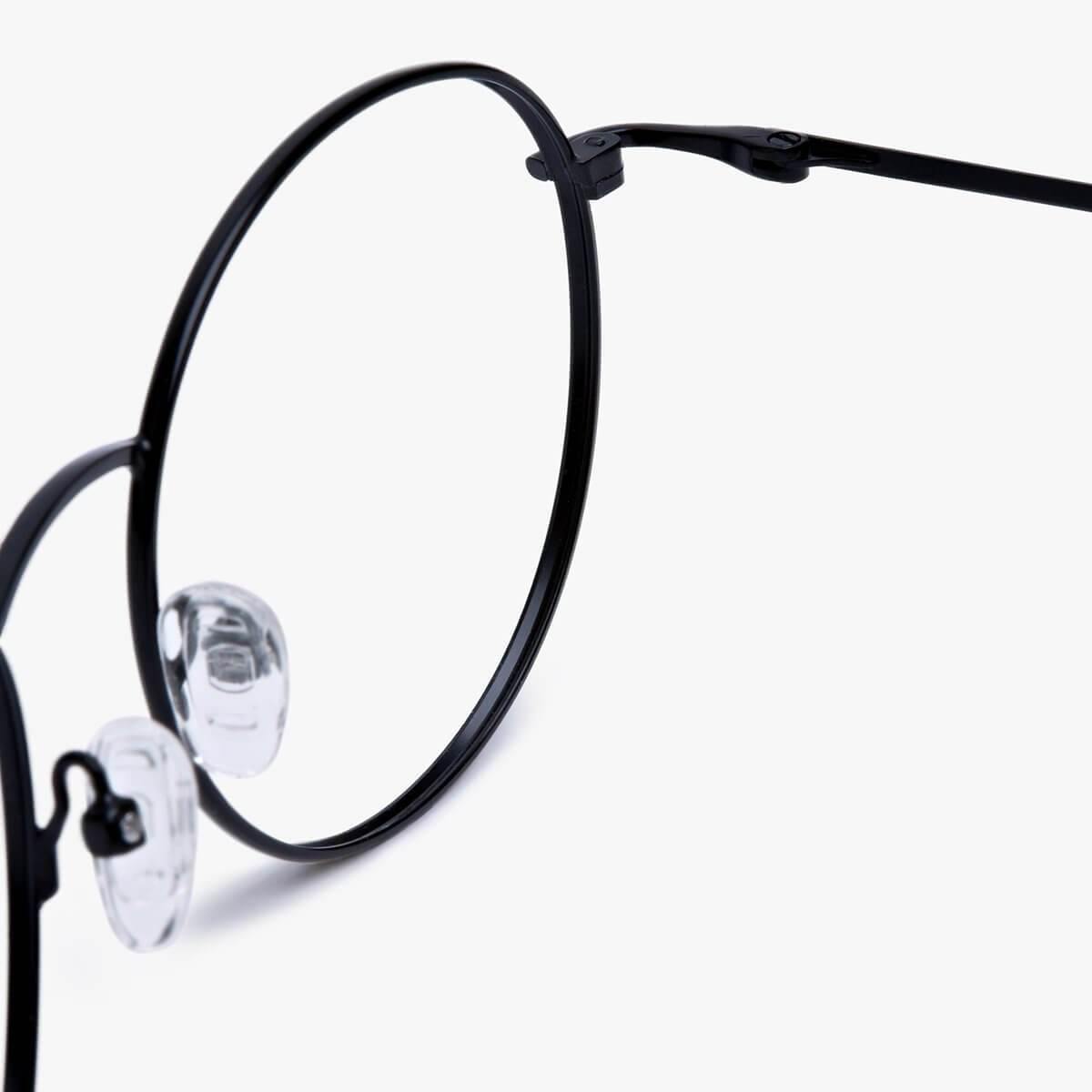 Close-up of Women's Tromsø Black glasses with thin black metal frame