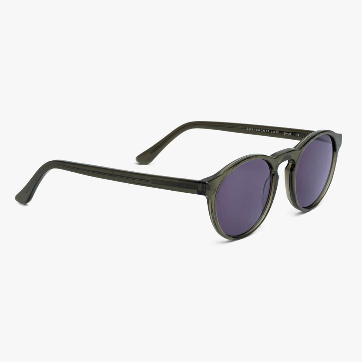 Women's Trondheim Shiny Olive sunglasses with round olive frames
